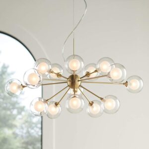 Possini Euro Nimbus 30″ Warm Brass 15-Light Modern LED Sputnik Pendant