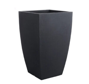 Japi All-Weather Black Lead Modern Square Outdoor Planter, Large