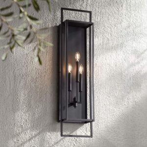 Possini Euro Jericho 35″ High Textured Black Outdoor Wall Light